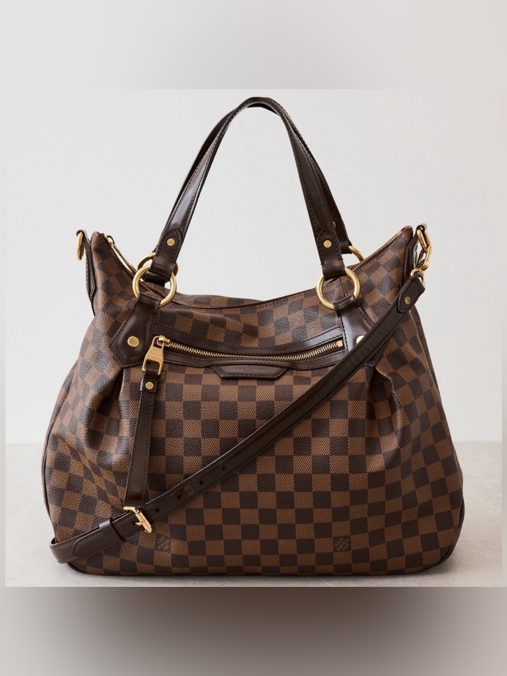 Authentic Louis Vuitton Evora MM Damier Ebene Adjustable Crossbody Tote
